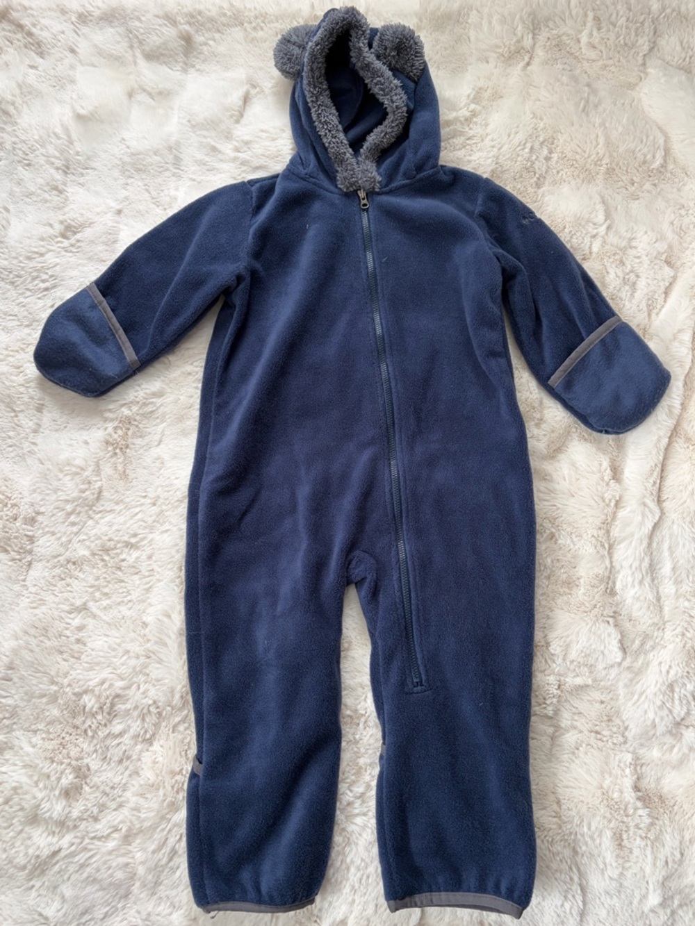 Columbia Navy Blue Fleece Hooded One-Piece